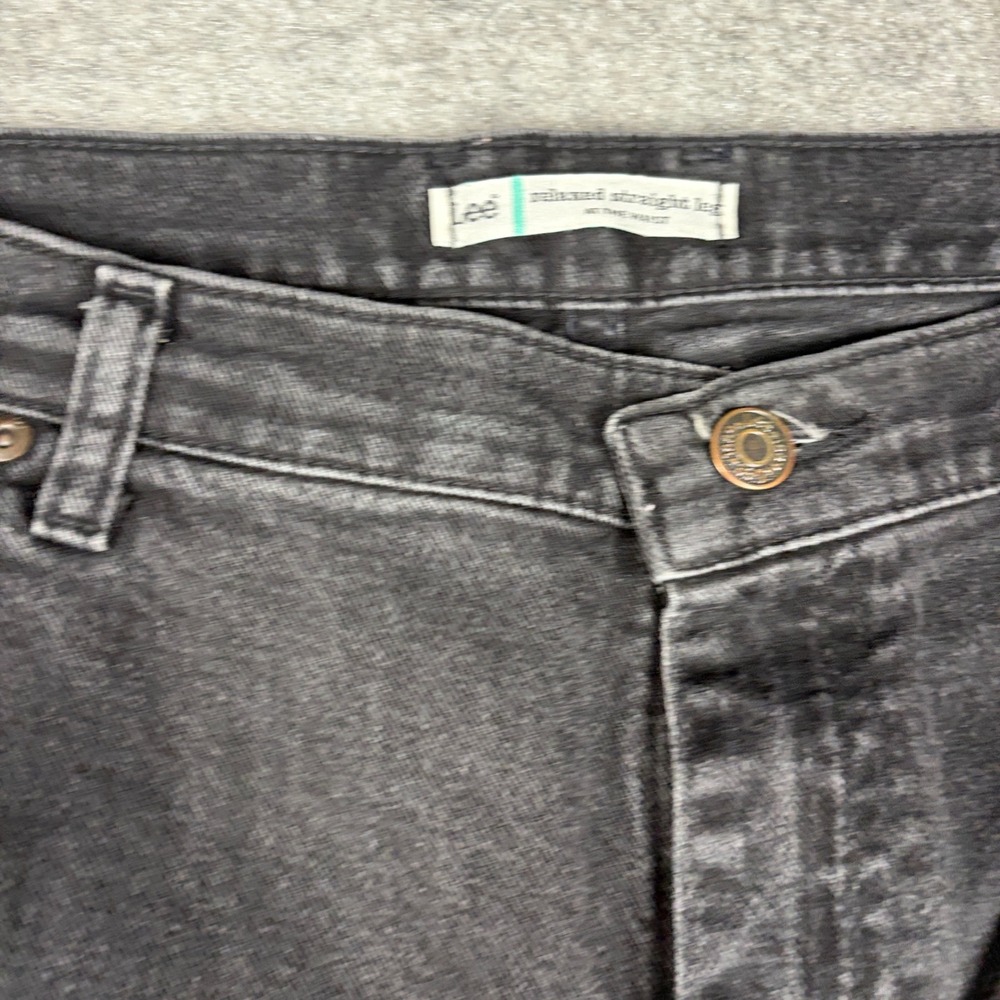 Lee Relaxed Straight Leg Jeans Women 16 Medium Black Denim High Rise Y2K Outdoor - Picture 6 of 14